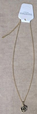 Beautiful Jeweled Black Rose Pendant Gold Plated Stainless Steel