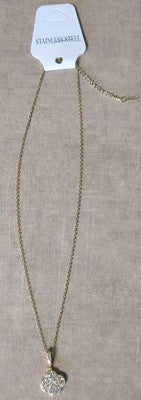 Beautiful Jeweled Clover Shaped Pendant Gold Plated Stainless Steel