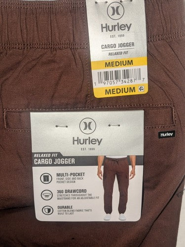 Hurley Durable Easy Pull On Relaxed Fit Multi Pocket Cargo Jogger M Chestnut 