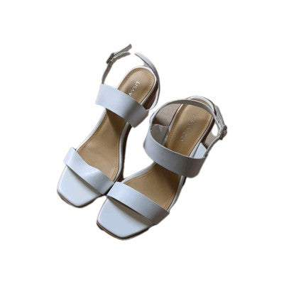 Lisa Vicky Oasis Slingback Sandal Ankle Strap White Heels Size 8 M