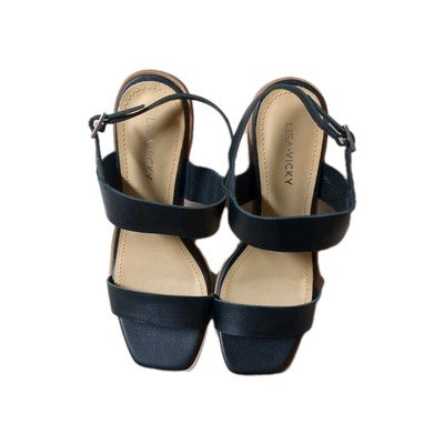 Lisa Vicky Oasis Slingback Sandal Ankle Strap Black Heels Size 7 M