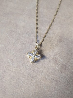 Beautiful Jeweled Clover Pendant Raised Rotating Gold Plated Stainless Steel 