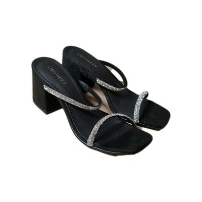 Women Formal Sandals Mood-V Straps Block Heel Slip On Black Size 7 M