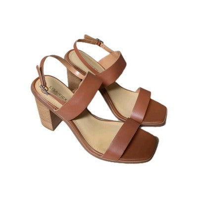 Lisa Vicky Oasis Slingback Sandal Ankle Strap Chestnut Heels Size 8.5 M