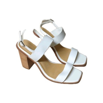 Lisa Vicky Oasis Slingback Sandal Ankle Strap White Heels Size 8 M