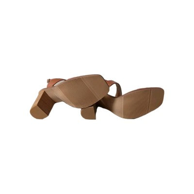 Lisa Vicky Oasis Slingback Sandal Ankle Strap Chestnut Heels Size 8.5 M
