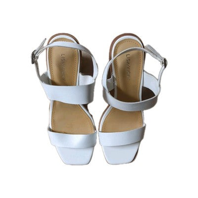 Lisa Vicky Oasis Slingback Sandal Ankle Strap White Heels Size 8 M