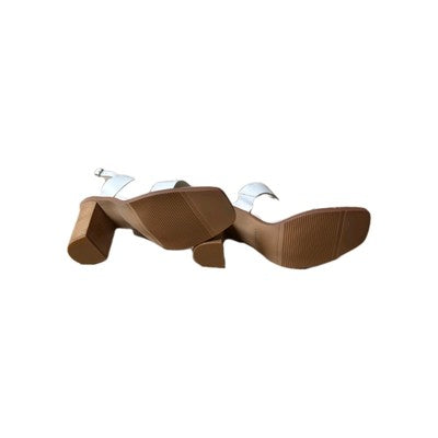 Lisa Vicky Oasis Slingback Sandal Ankle Strap White Heels Size 8 M