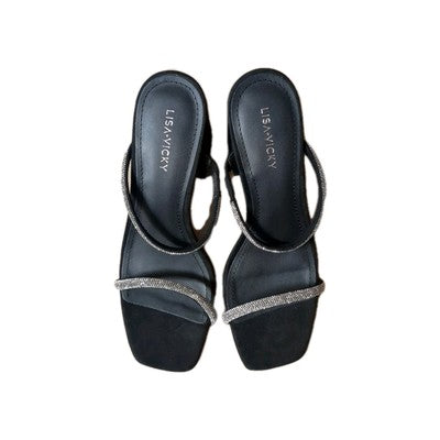 Women Formal Sandals Mood-V Straps Block Heel Slip On Black Size 7 M